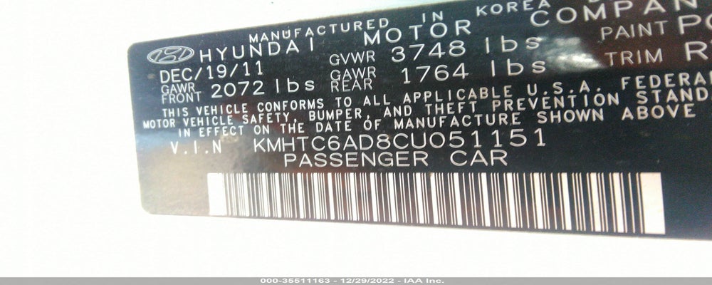 KMHTC6AD8CU051151 2012 HYUNDAI VELOSTER photo no. 9