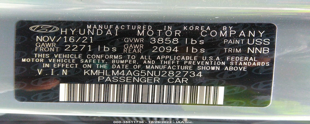 KMHLM4AG5NU282734 2022 HYUNDAI ELANTRA photo no. 9