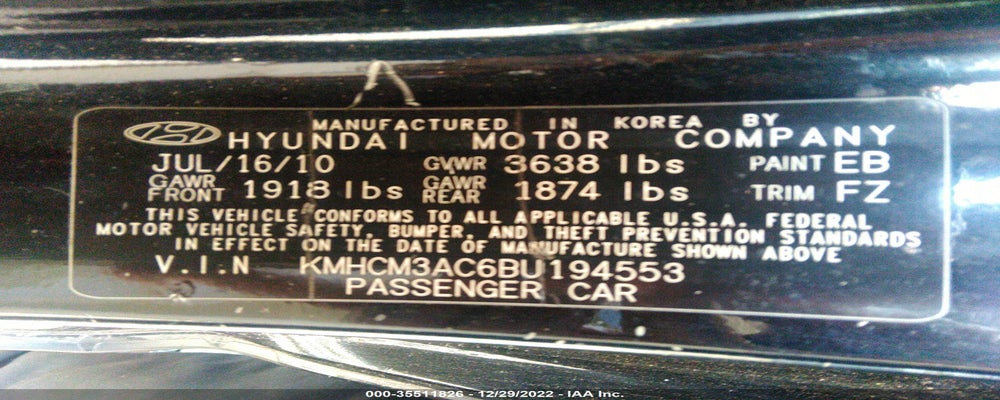 KMHCM3AC6BU194553 2011 HYUNDAI ACCENT photo no. 9