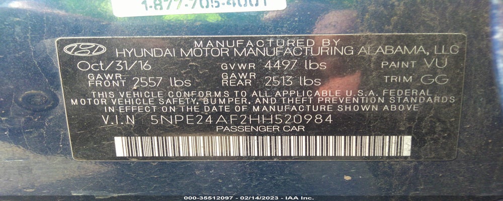 5NPE24AF2HH520984 2017 HYUNDAI SONATA photo no. 9