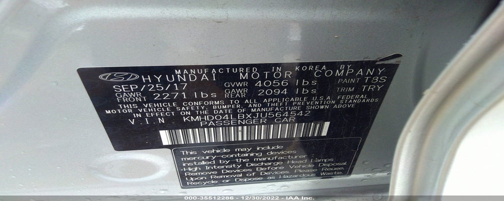 KMHD04LBXJU564542 2018 HYUNDAI ELANTRA photo no. 9