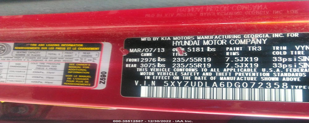 5XYZUDLA6DG072358 2013 HYUNDAI SANTA FE SPORT photo no. 9