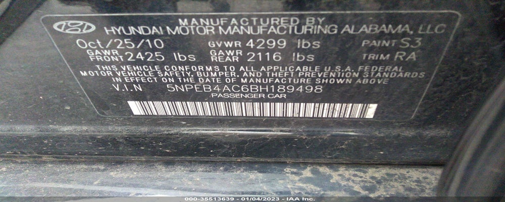 5NPEB4AC6BH189498 2011 HYUNDAI SONATA photo no. 9