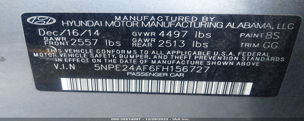 5NPE24AF6FH156727 2015 HYUNDAI SONATA photo no. 9