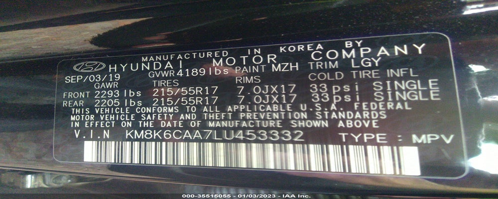 KM8K6CAA7LU453332 2020 HYUNDAI KONA photo no. 9