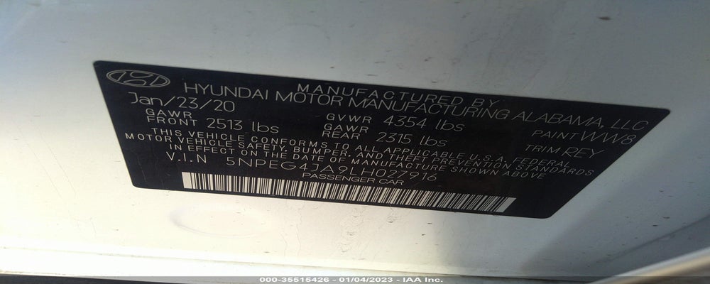 5NPEG4JA9LH027916 2020 HYUNDAI SONATA photo no. 9