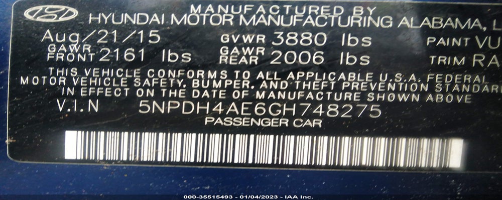 5NPDH4AE6GH748275 2016 HYUNDAI ELANTRA photo no. 9