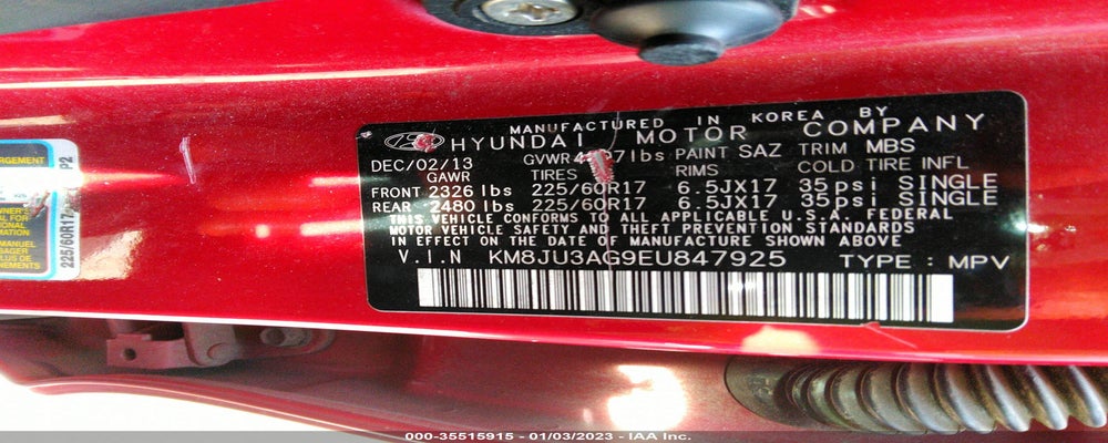 KM8JU3AG9EU847925 2014 HYUNDAI TUCSON photo no. 9