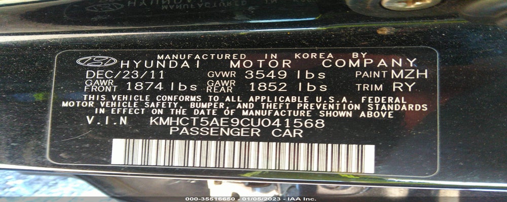 KMHCT5AE9CU041568 2012 HYUNDAI ACCENT photo no. 9