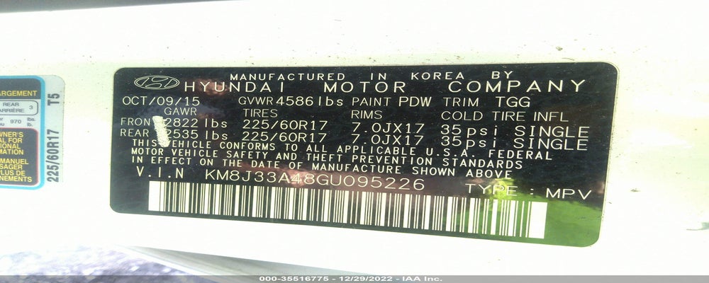 KM8J33A48GU095226 2016 HYUNDAI TUCSON photo no. 9