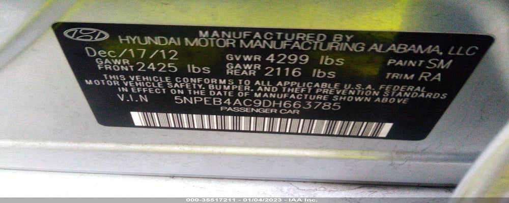 5NPEB4AC9DH663785 2013 HYUNDAI SONATA photo no. 9