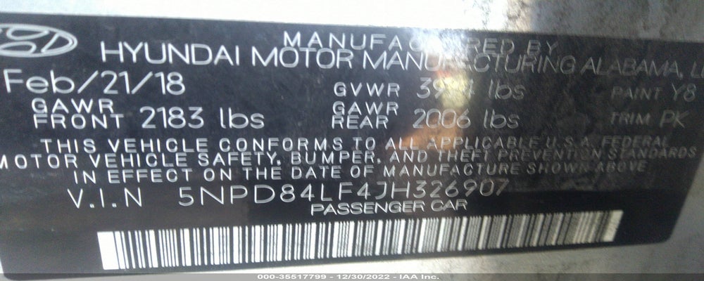 5NPD84LF4JH326907 2018 HYUNDAI ELANTRA photo no. 9