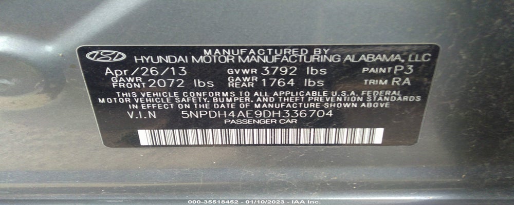 5NPDH4AE9DH336704 2013 HYUNDAI ELANTRA photo no. 9
