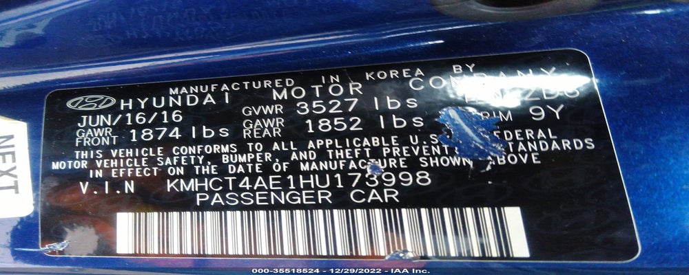 KMHCT4AE1HU173998 2017 HYUNDAI ACCENT photo no. 9