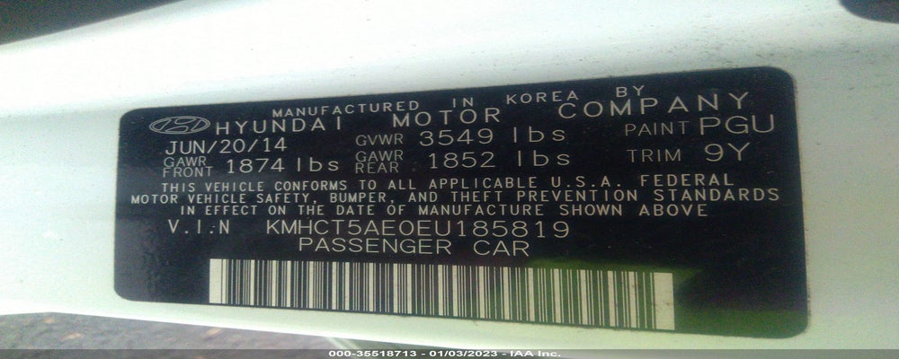 KMHCT5AE0EU185819 2014 HYUNDAI ACCENT photo no. 9