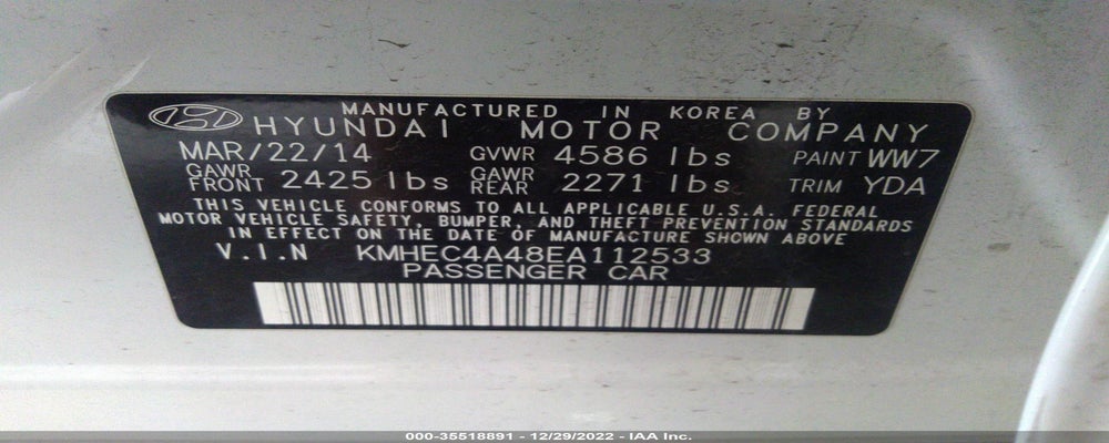 KMHEC4A48EA112533 2014 HYUNDAI SONATA HYBRID photo no. 9