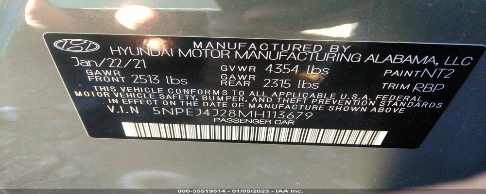 5NPEJ4J28MH113679 2021 HYUNDAI SONATA photo no. 9