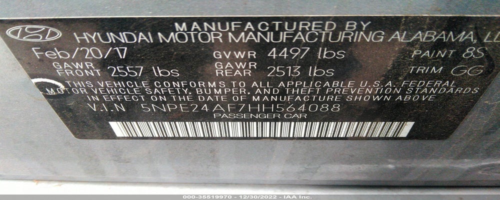 5NPE24AF7HH564088 2017 HYUNDAI SONATA photo no. 9
