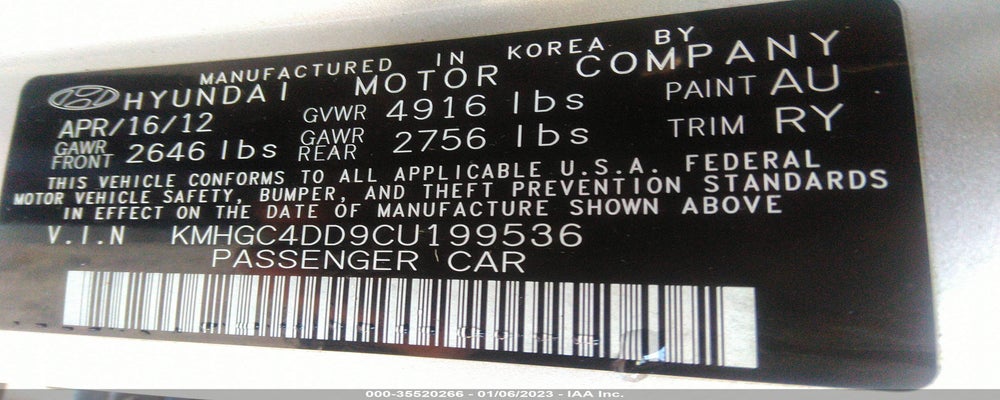KMHGC4DD9CU199536 2012 HYUNDAI GENESIS photo no. 9