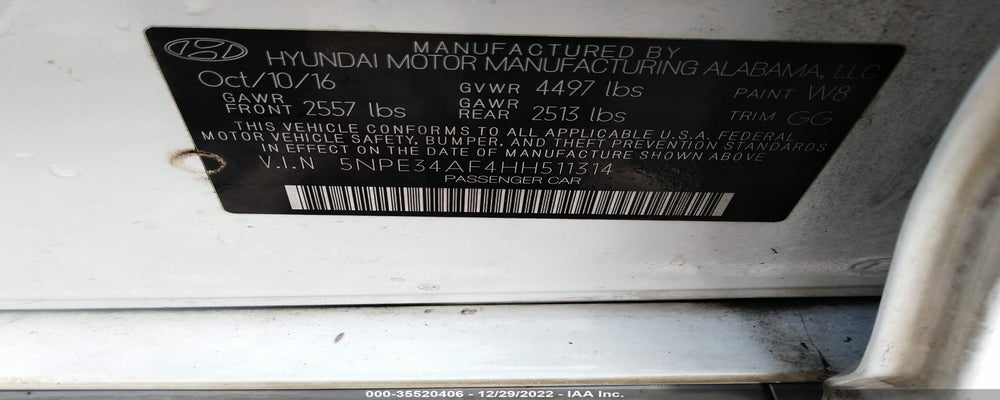 5NPE34AF4HH511314 2017 HYUNDAI SONATA photo no. 9