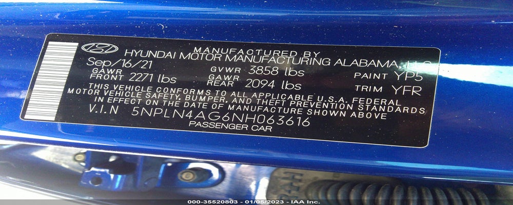 5NPLN4AG6NH063616 2022 HYUNDAI ELANTRA photo no. 9