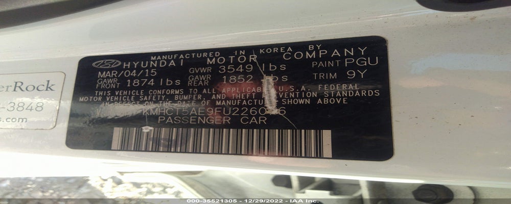 KMHCT5AE9FU226076 2015 HYUNDAI ACCENT photo no. 9