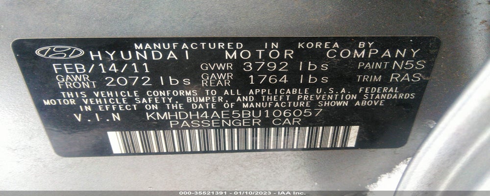 KMHDH4AE5BU106057 2011 HYUNDAI ELANTRA photo no. 9