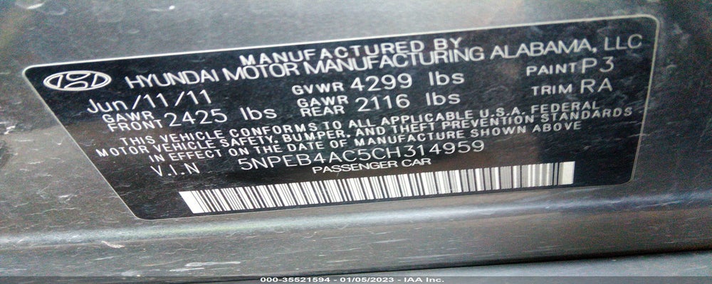 5NPEB4AC5CH314959 2012 HYUNDAI SONATA photo no. 9