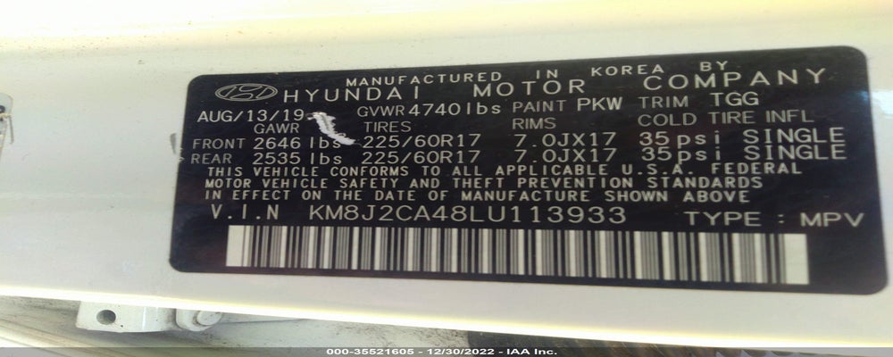 KM8J2CA48LU113933 2020 HYUNDAI TUCSON photo no. 9
