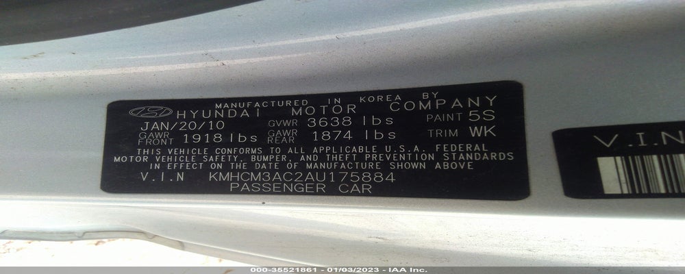 KMHCM3AC2AU175884 2010 HYUNDAI ACCENT photo no. 9