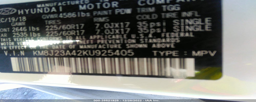 KM8J23A42KU925405 2019 HYUNDAI TUCSON photo no. 9