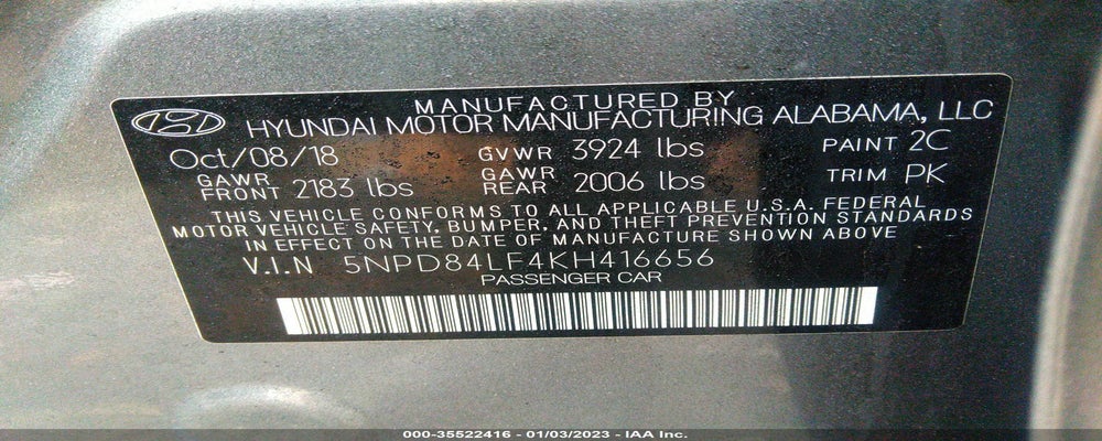5NPD84LF4KH416656 2019 HYUNDAI ELANTRA photo no. 9
