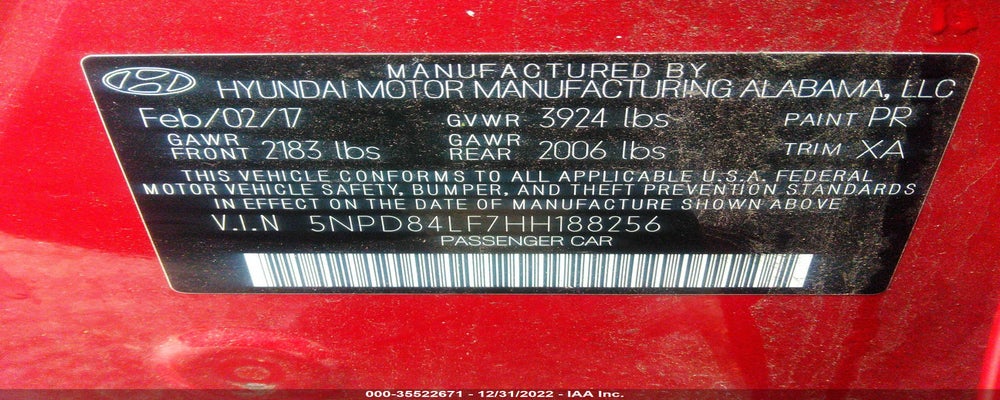 5NPD84LF7HH188256 2017 HYUNDAI ELANTRA photo no. 9