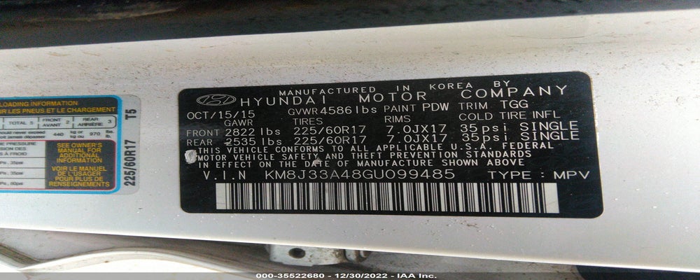 KM8J33A48GU099485 2016 HYUNDAI TUCSON photo no. 9