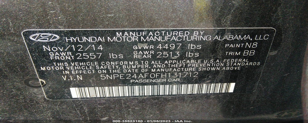 5NPE24AF0FH131712 2015 HYUNDAI SONATA photo no. 9