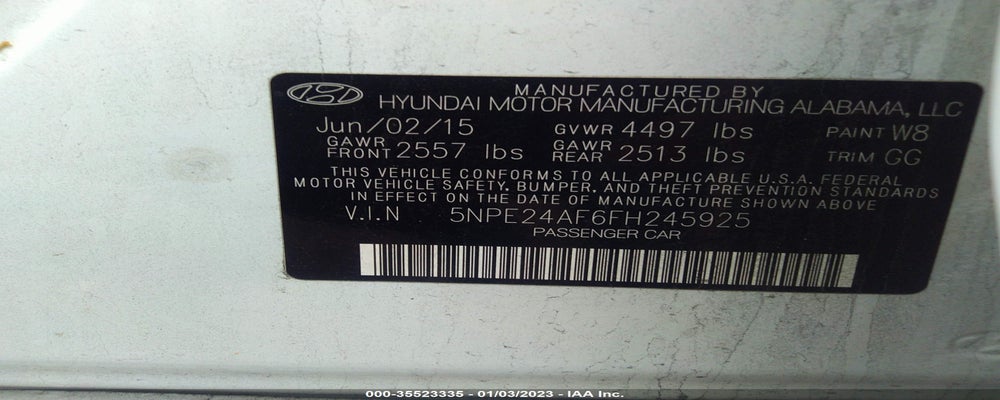 5NPE24AF6FH245925 2015 HYUNDAI SONATA photo no. 9