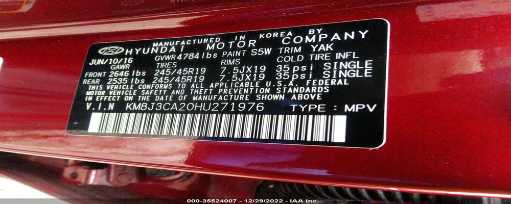 KM8J3CA20HU271976 2017 HYUNDAI TUCSON photo no. 9