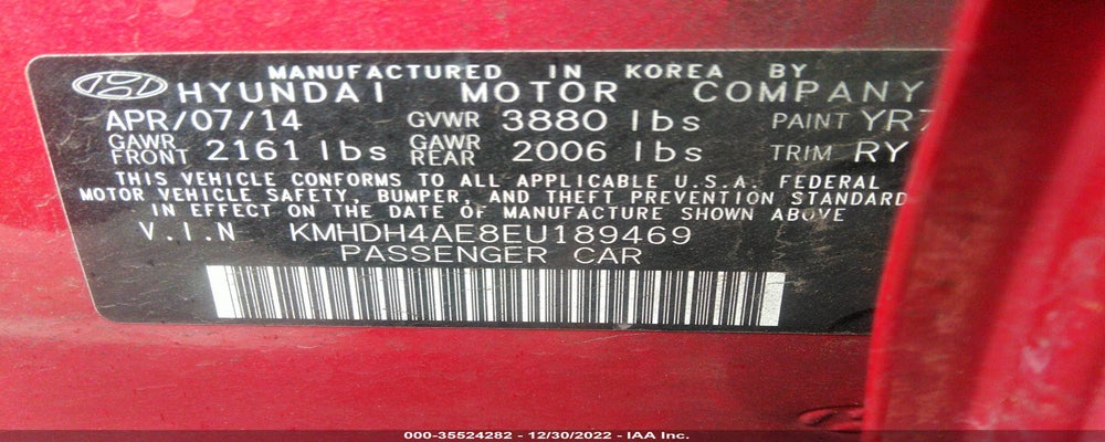 KMHDH4AE8EU189469 2014 HYUNDAI ELANTRA photo no. 9