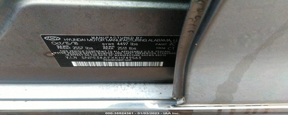 5NPE34AFXKH749563 2019 HYUNDAI SONATA photo no. 9