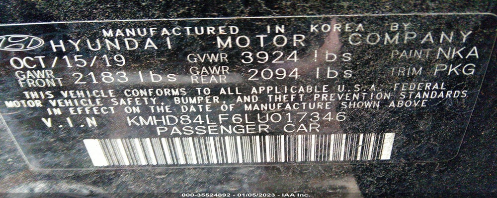 KMHD84LF6LU017346 2020 HYUNDAI ELANTRA photo no. 9