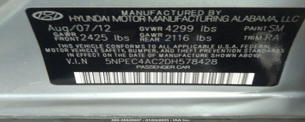 5NPEC4AC2DH578428 2013 HYUNDAI SONATA photo no. 9