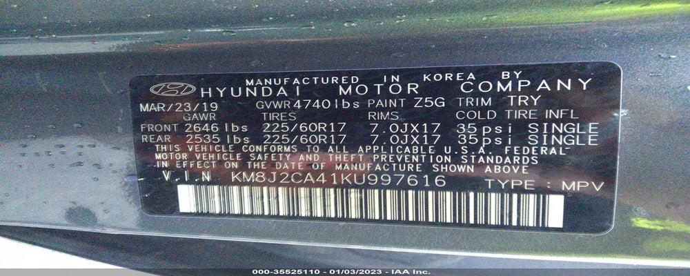 KM8J2CA41KU997616 2019 HYUNDAI TUCSON photo no. 9