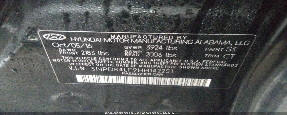5NPD84LF9HH142251 2017 HYUNDAI ELANTRA photo no. 9