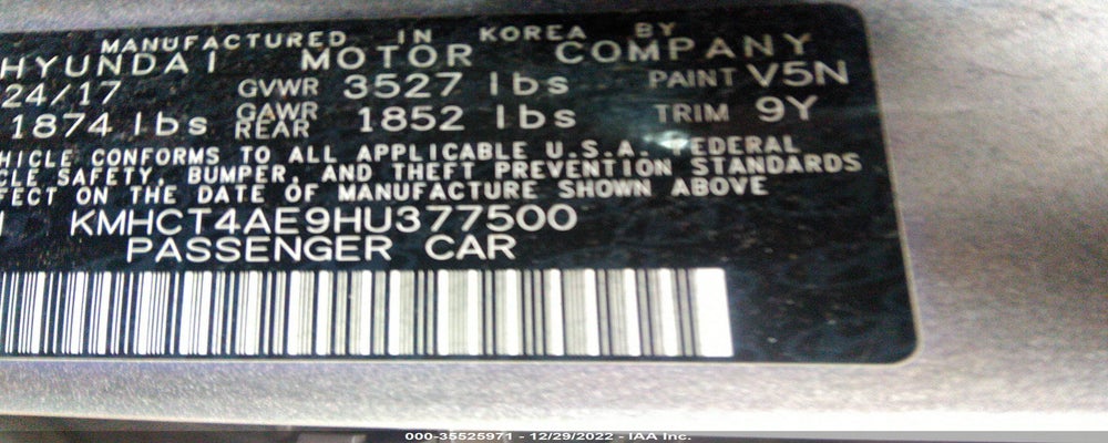 KMHCT4AE9HU377500 2017 HYUNDAI ACCENT photo no. 9
