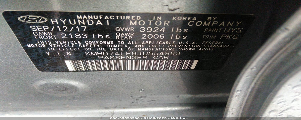 KMHD74LF8JU554963 2018 HYUNDAI ELANTRA photo no. 9