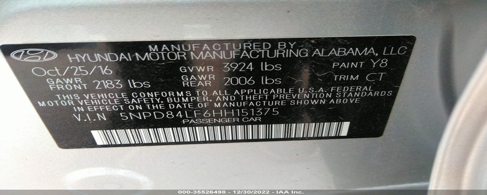 5NPD84LF6HH151375 2017 HYUNDAI ELANTRA photo no. 9