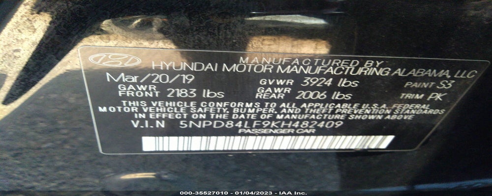 5NPD84LF9KH482409 2019 HYUNDAI ELANTRA photo no. 9