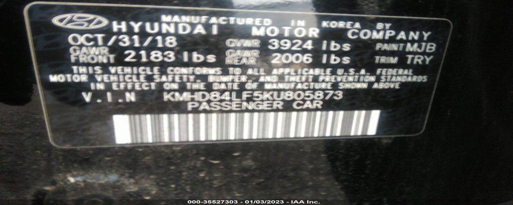 KMHD84LF5KU805873 2019 HYUNDAI ELANTRA photo no. 9