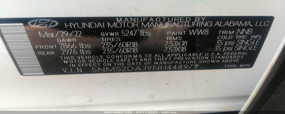 5NMS2DAJ9NH448973 2022 HYUNDAI SANTA FE photo no. 9