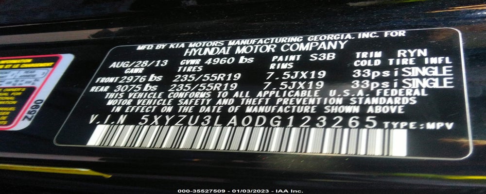 5XYZU3LA0DG123265 2013 HYUNDAI SANTA FE photo no. 9